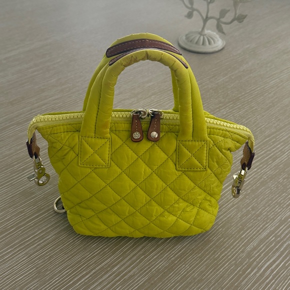 MZ Wallace Micro Sutton Tote Neon Yellow Quilted Mini Tote -Read- - Picture 3 of 16